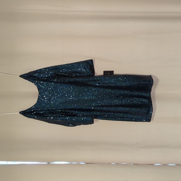 Lulu's delightful ways teal blue sequin cocktail minidress dress - Picture 4 of 4